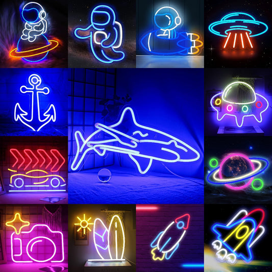 LED Neon Leuchte Wand Spaceman Planet Motiv Innen & Außen - Hobbyfy