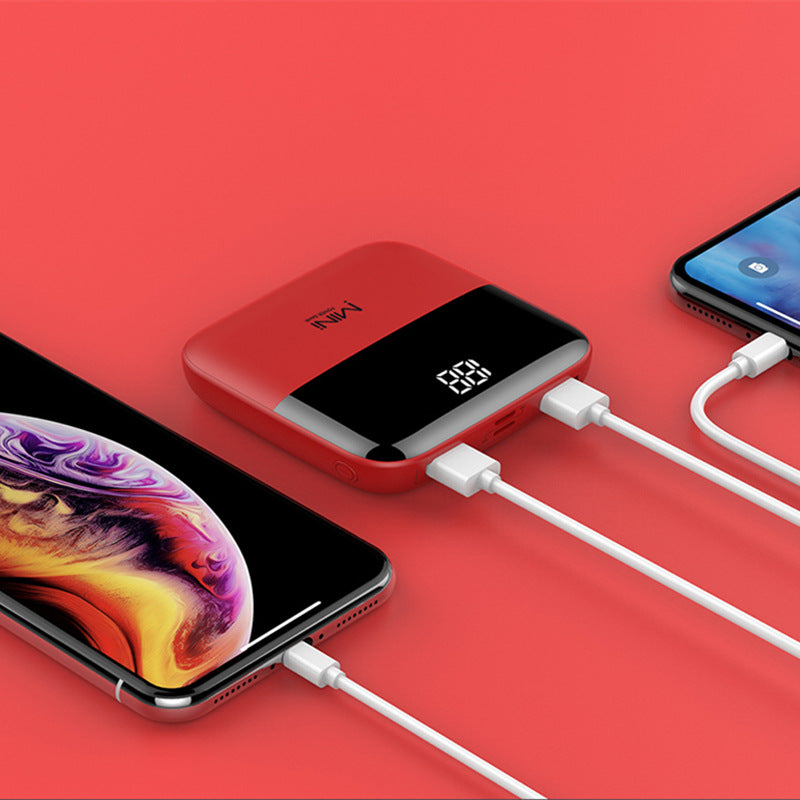 10000mAh Mini Power Bank Mit Frontdisplay Kompakt Quadratformat - Hobbyfy