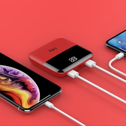 10000mAh Mini Power Bank Mit Frontdisplay Kompakt Quadratformat - Hobbyfy