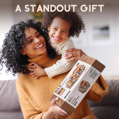 ROBOTIME DIY 3D Puzzle  Miniaturhaus Kit mit LED aus Holz."Buchhandlung"