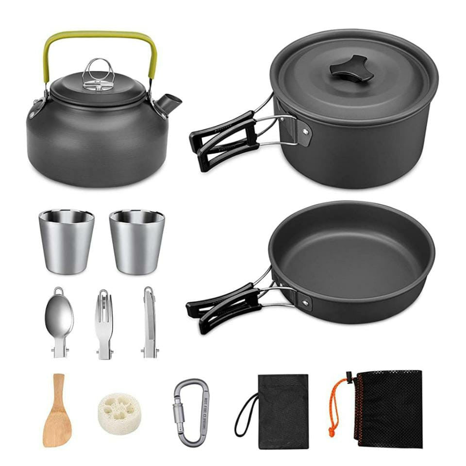 Camping Teekesselset Für 2–3 Personen Mit Kocher Geschirr - Hobbyfy
