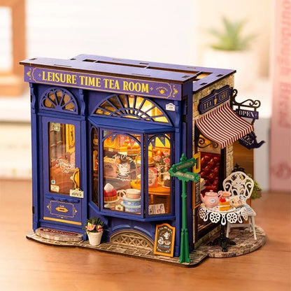 DIY Miniatur Puppenhaus 3D Puzzle aus Holz "Tea Room" mit LED