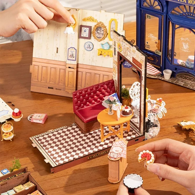 DIY Miniatur Puppenhaus 3D Puzzle aus Holz "Tea Room" mit LED