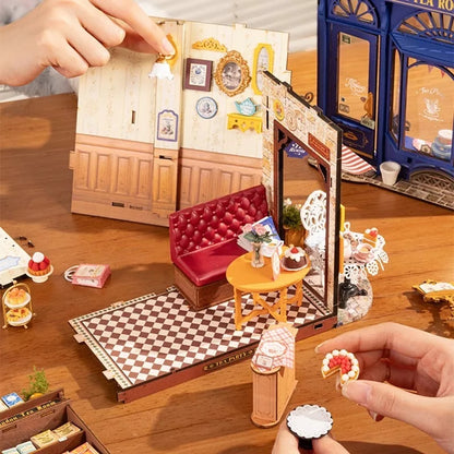 DIY Miniatur Puppenhaus 3D Puzzle aus Holz "Tea Room" mit LED