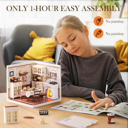 Robotime DIY 3D Puzzle  Miniaturhaus Set aus Holz. Esszimmer
