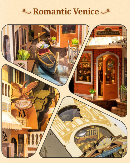 ROBOTIME 3D Puzzle,DIY Kit Venice Romantik Buchstütze aus Holz