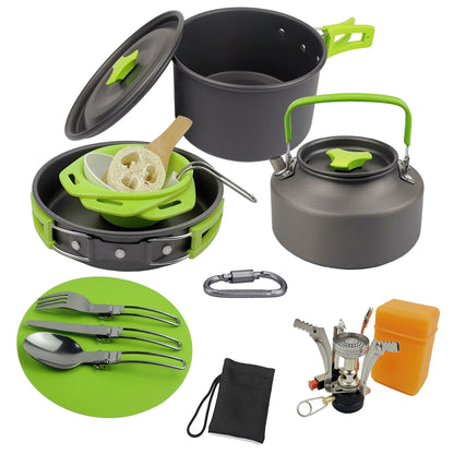 Camping Teekesselset Für 2–3 Personen Mit Kocher Geschirr - Hobbyfy