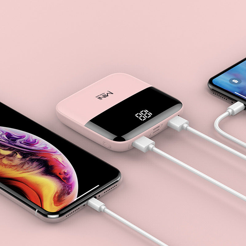 10000mAh Mini Power Bank Mit Frontdisplay Kompakt Quadratformat - Hobbyfy