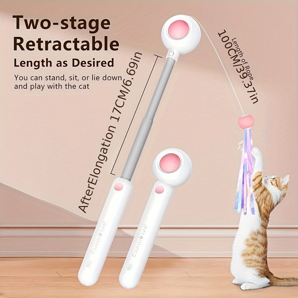 PawGenius Katzen Teaser Stab Mit Austauschkopf Federwedel - Hobbyfy