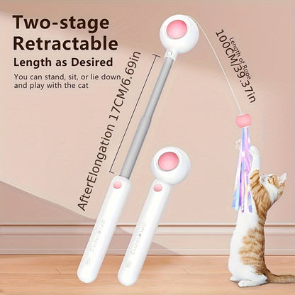 PawGenius Katzen Teaser Stab Mit Austauschkopf Federwedel - Hobbyfy