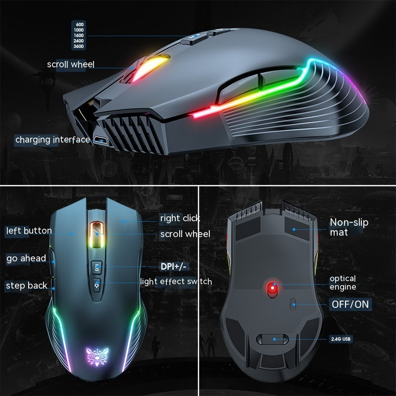 LumenTech Ultralight Leuchtende Bluetooth Kabellose Gaming Maus 24 g - Hobbyfy