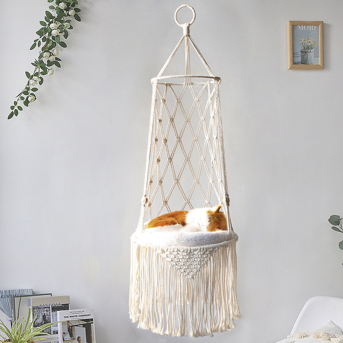 Katzenhängematte Mit Weicher Baumwollknoten Liegefläche Platzsparendes Design - Hobbyfy
