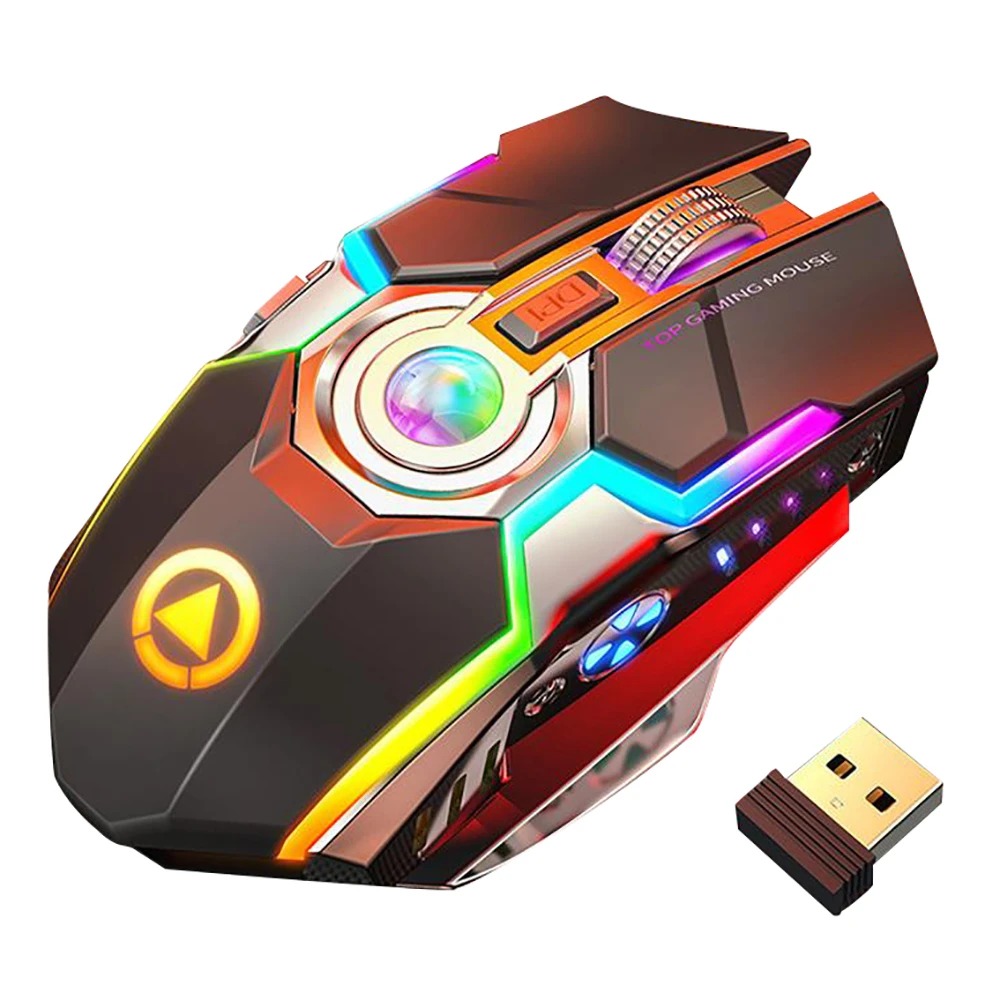 NovaTech Kabellose RGB Gaming Maus Leise Klicks Wiederaufladbar