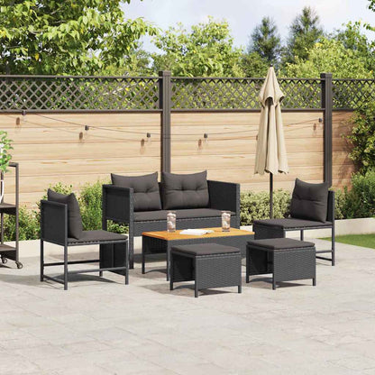 Garten Sofa Set 6 Stück Poly Rattan Wetterfest UV-beständig Lounge - Hobbyfy