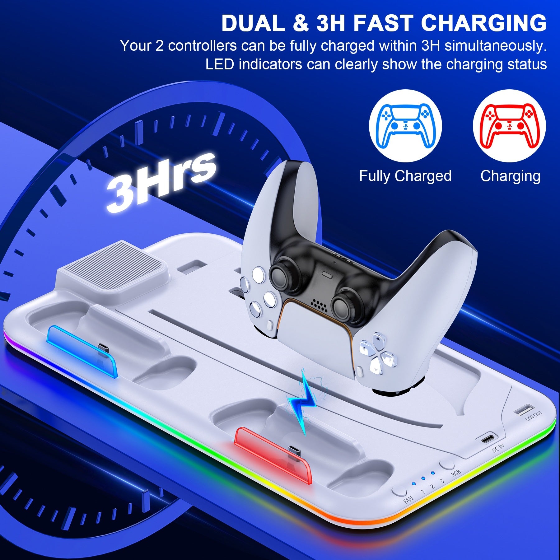NovaTech Slim Z PS5 Kühlstation Mit Ladefunktion Aufbewahrung - Hobbyfy