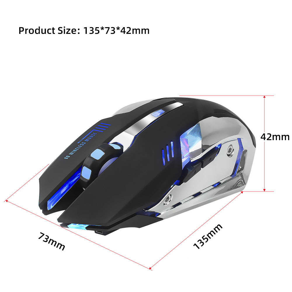 HXSJ Gaming Maus 2,4G Drahtlos Blau LED DPI 2400 6 Tasten - Hobbyfy