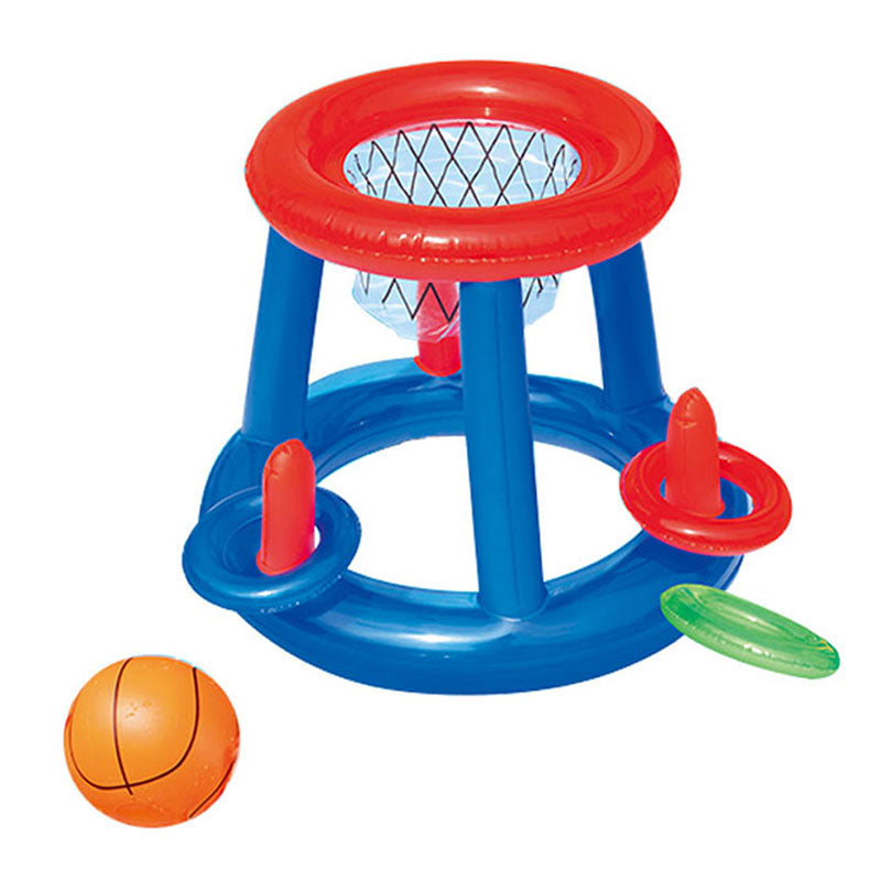 2 In 1 Aufblasbares Poolkorb Spielset Schwimmbad Wasserball Spielring Für Garten Und Außenbereich - Hobbyfy