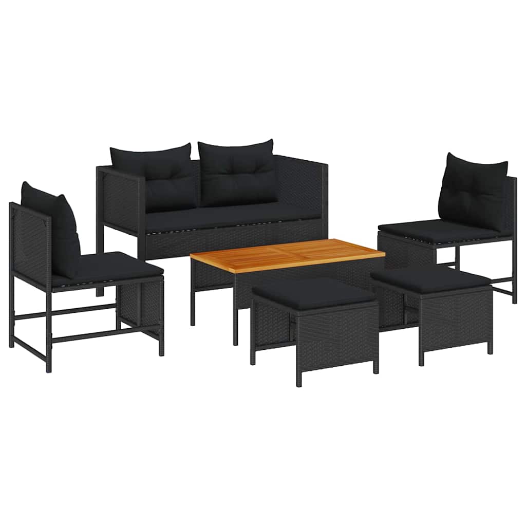 Garten Sofa Set 6 Stück Poly Rattan Wetterfest UV-beständig Lounge - Hobbyfy