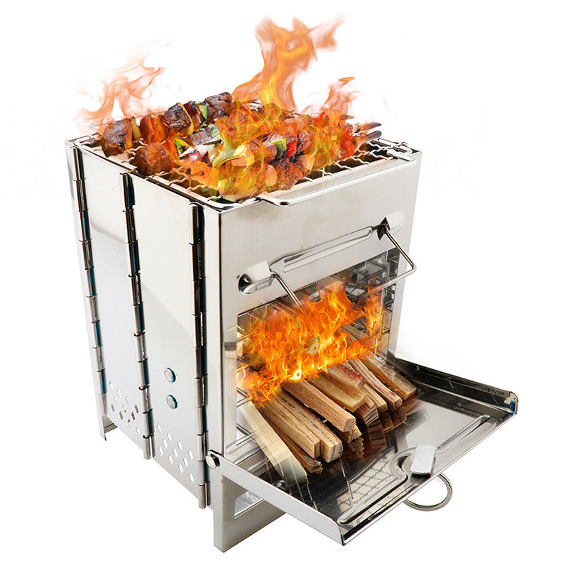 Edelstahl Outdoor Campingofen Leicht Faltbar Winddicht - Hobbyfy