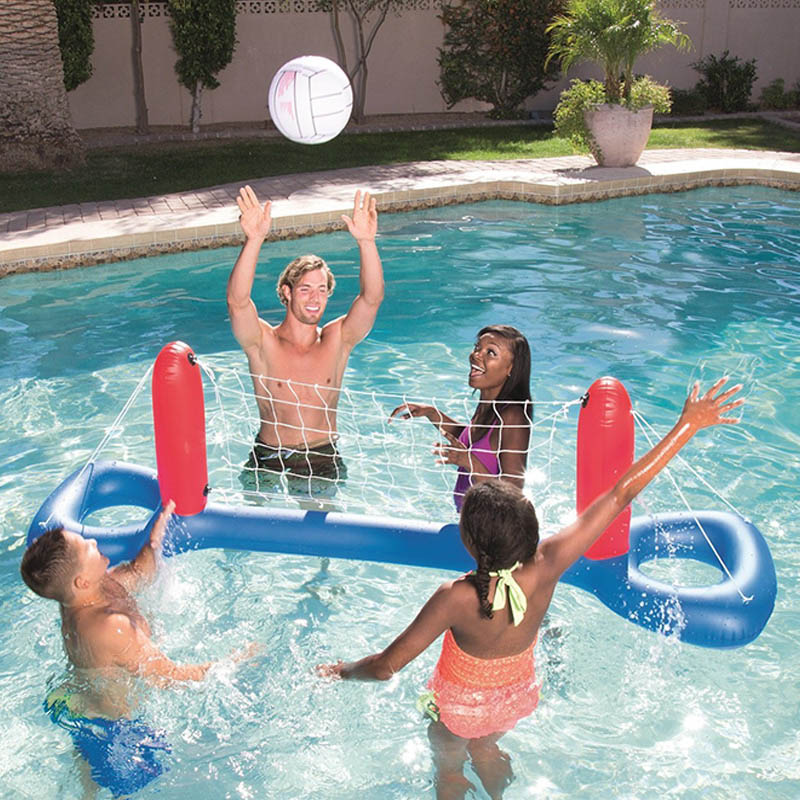 2 In 1 Aufblasbares Poolkorb Spielset Schwimmbad Wasserball Spielring Für Garten Und Außenbereich - Hobbyfy