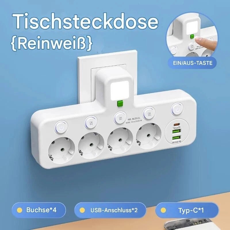 Vierfach EU Steckdosenleiste Mit USB Port Kompakt Und Sicher - Hobbyfy