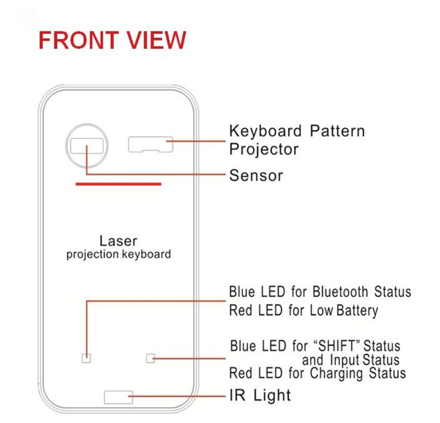 Virtuelle Laser Tastatur Bluetooth Kabellos Mausfunktion Faltbare Tatstatur - Hobbyfy
