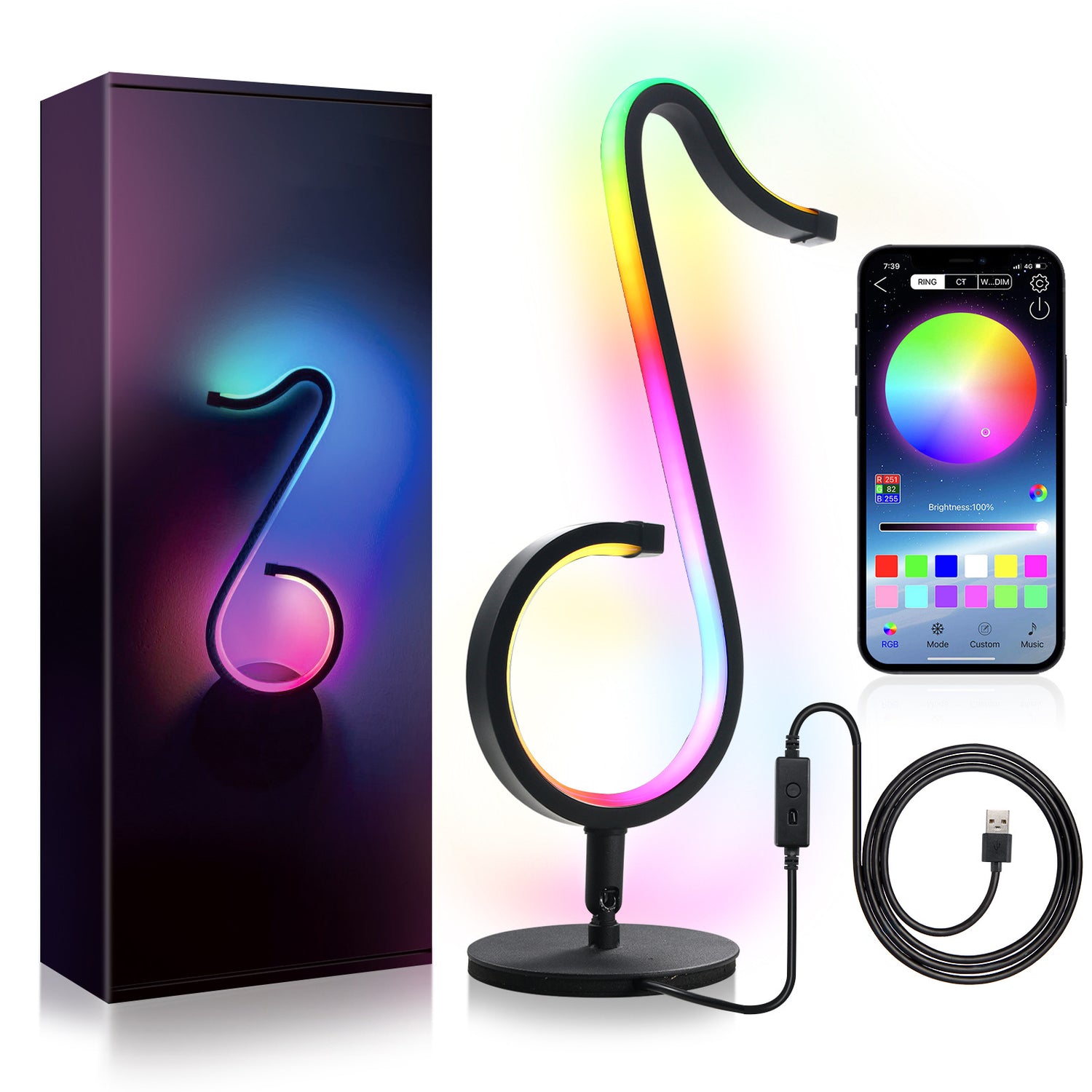 RGB Lampe Appsteuerung Fernbedienung 180 Grad USB - Hobbyfy