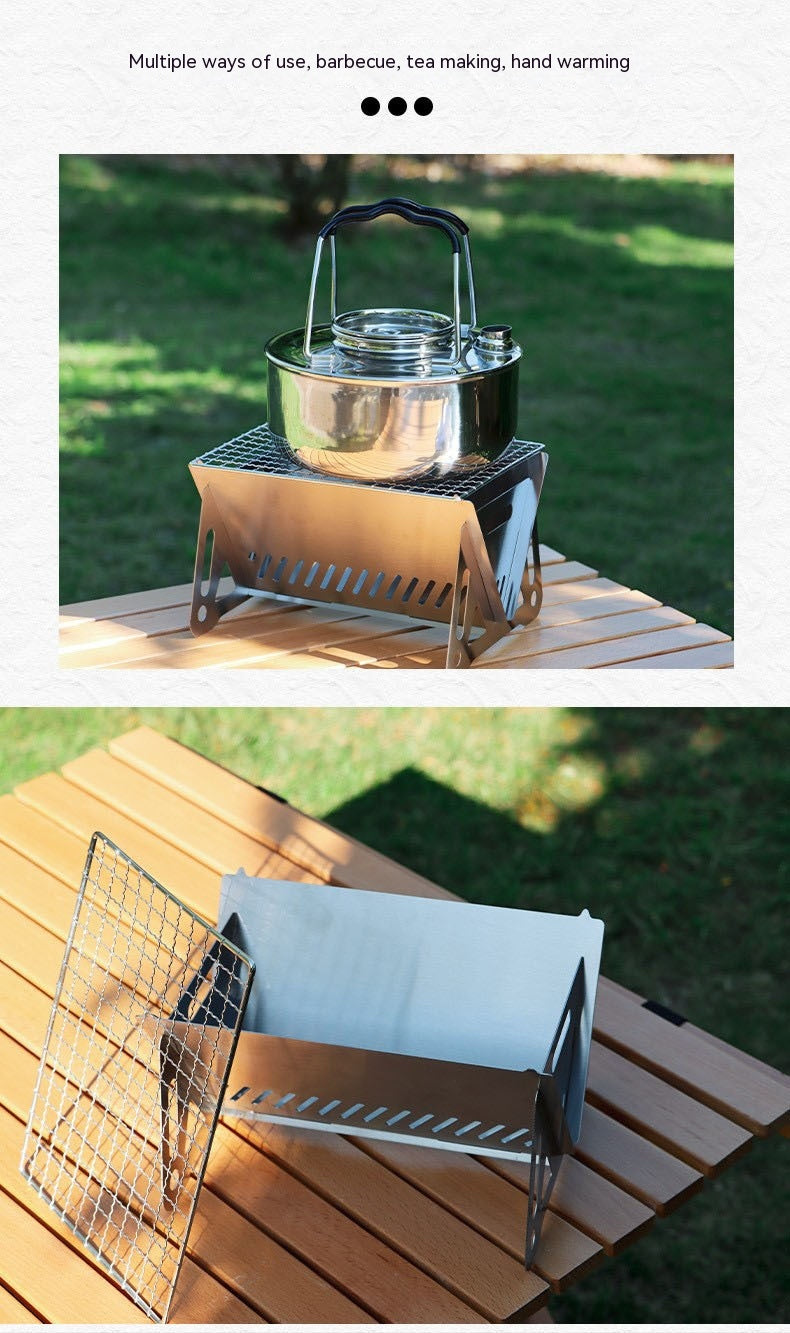 Faltofen Edelstahl Outdoor Für 1-2 Personen Mit Grill Tragbar - Hobbyfy