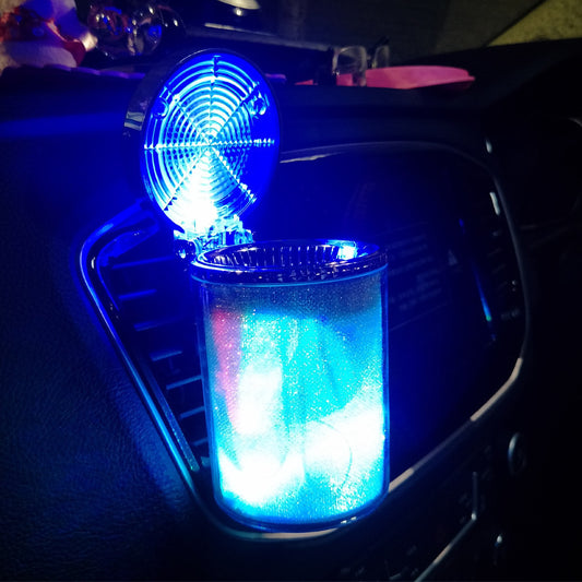 LuxCar LED Auto Aschenbecher Mit RGB Ambient Licht Tragbar 10x8x6 Cm