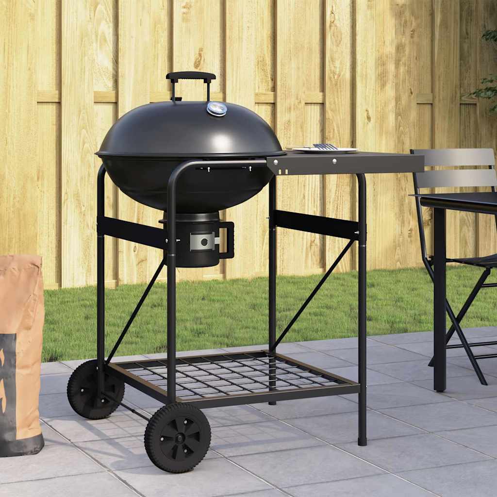 Outdoor Grill Mit Rädern Schwarz Aus Metall 96 X 72 X 113 Cm - Hobbyfy
