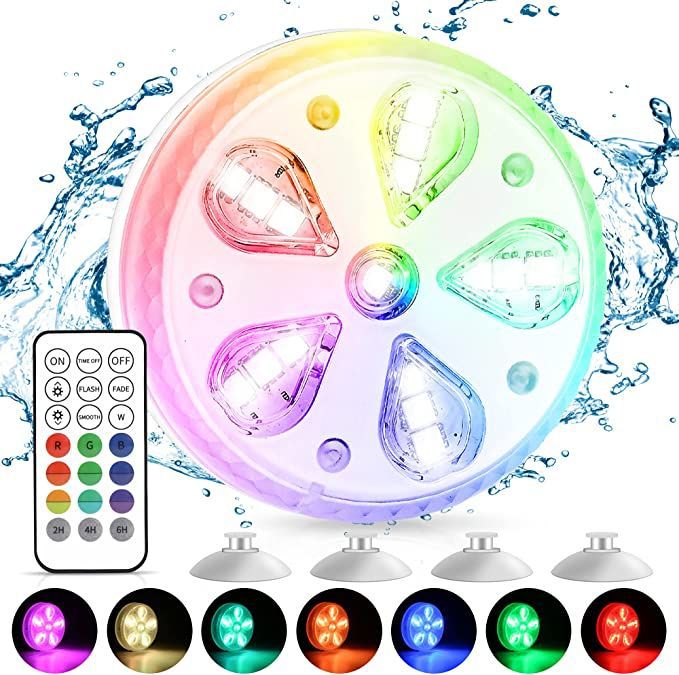AquaLux RGB LED Unterwasser Licht Mit Fernbedienung Saugnapf Magnet - Hobbyfy