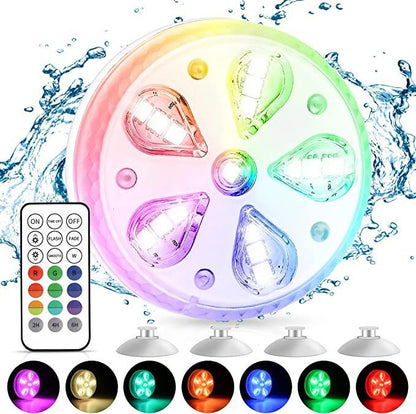 AquaLux RGB LED Unterwasser Licht Mit Fernbedienung Saugnapf Magnet - Hobbyfy