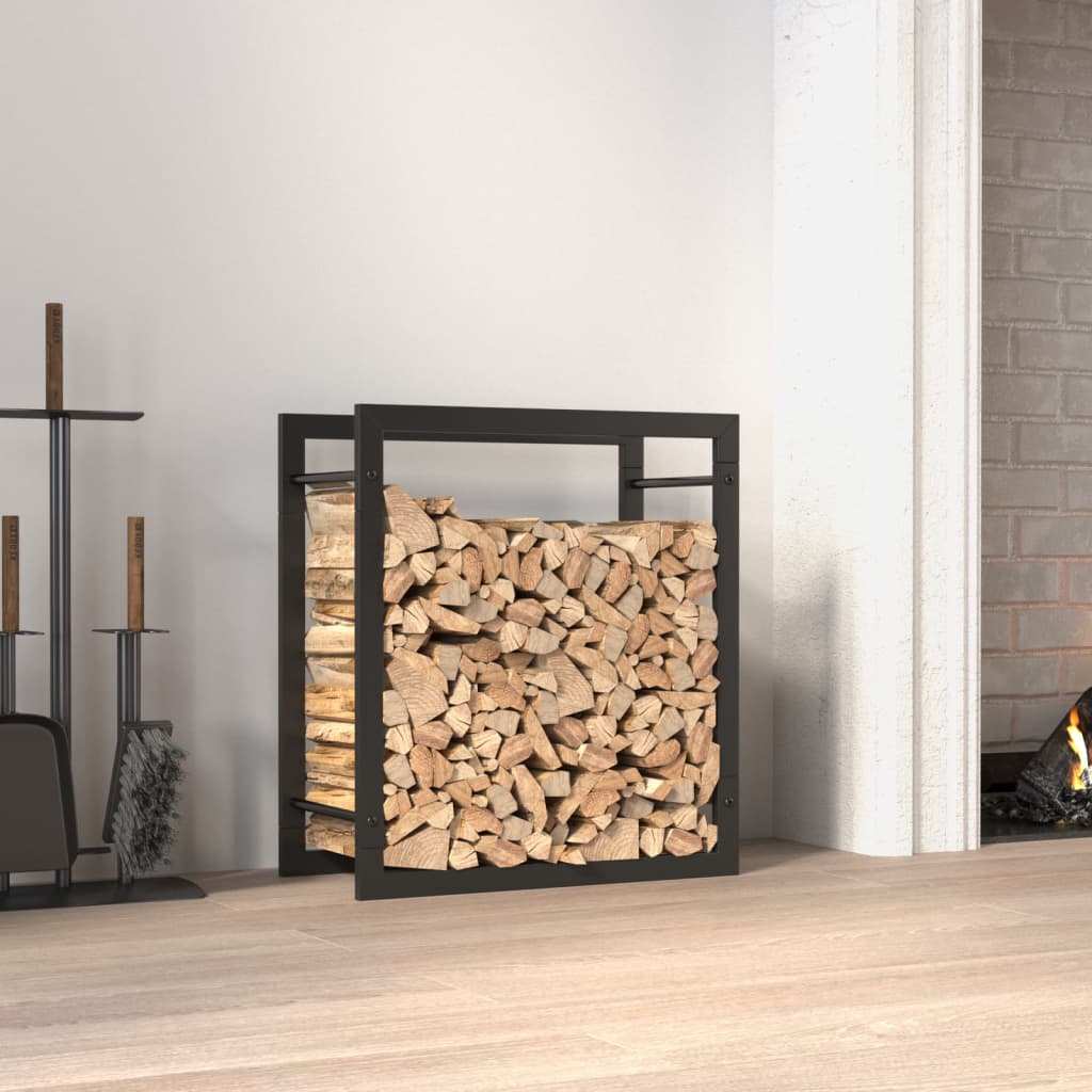 Feuerholz Regal Matte Schwarz 50x Robuster Stahlrahmen Großzügige Kapazität - Hobbyfy