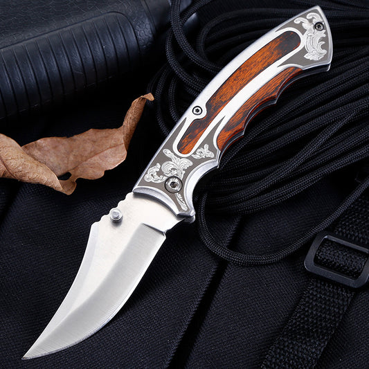 TrailMaster Survival Faltmesser 3Cr13 Klinge Holzgriff Für Wanderer
