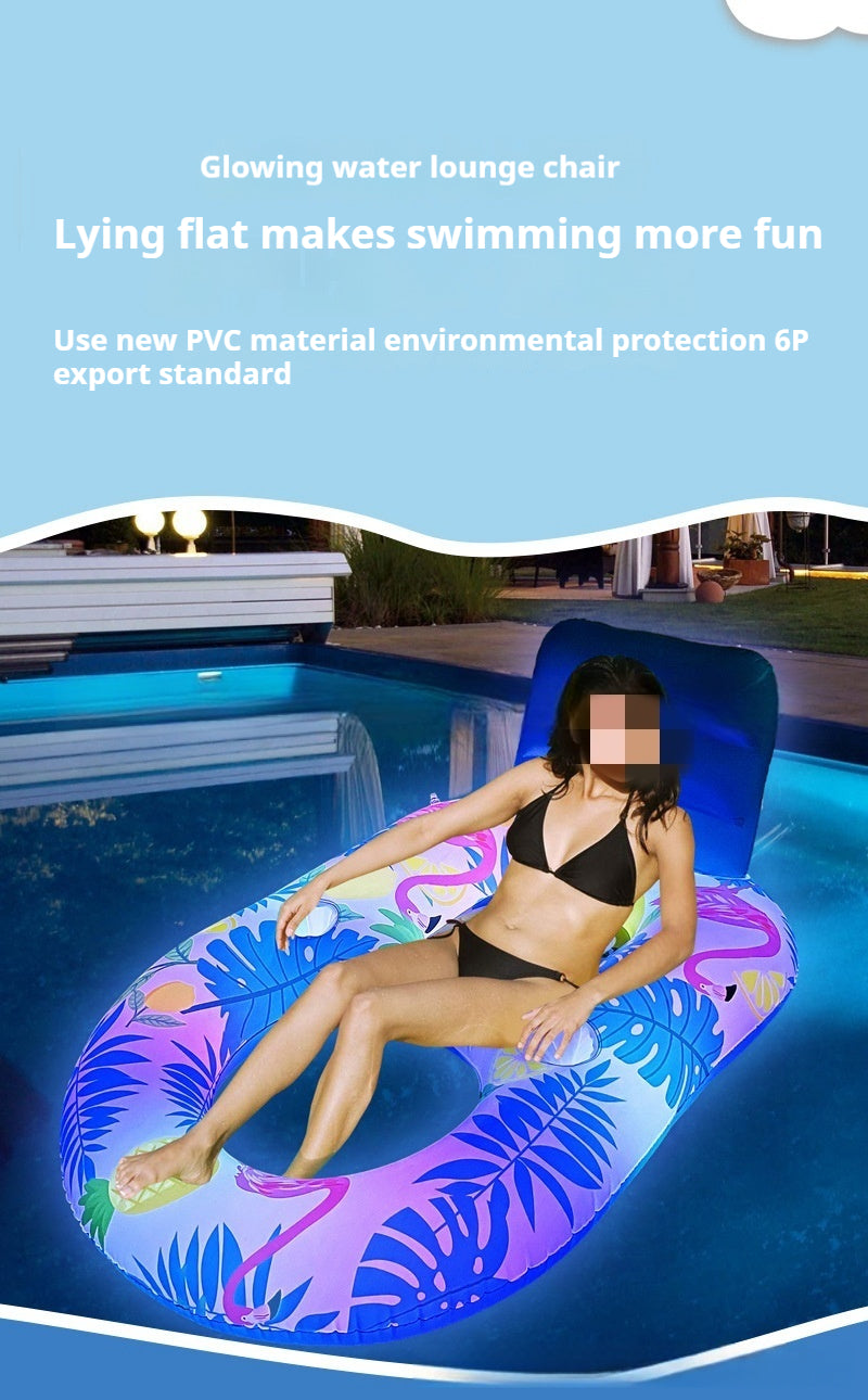 Leuchtendes Aufblasbares Pool Bett Mit Licht Und Rückenlehne Für Entspannung Am Wasser 140 90 65 Cm - Hobbyfy