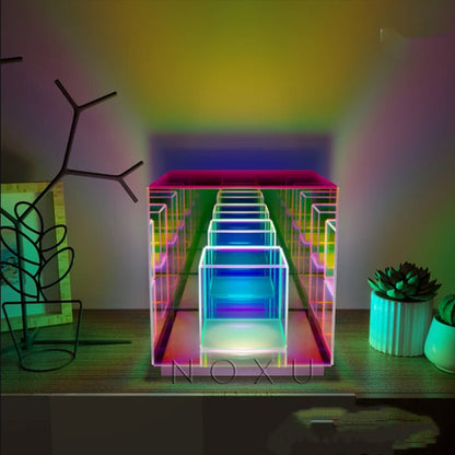 LumenArt Acryl-Lichtwürfel LED Farbwechsel Tischlampe 24x22x22 cm - Hobbyfy