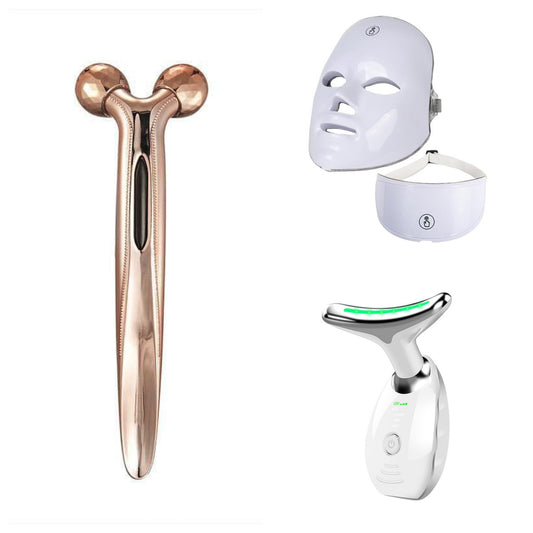 Mehrfarbige LED-Gesichtsmaske Weiß Lichttherapie