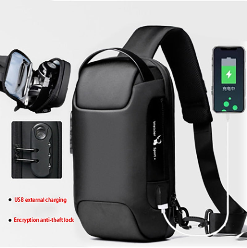 SafeGuard Wasserfest USB-Lade Diebstahl-Schutz Umhängetasche Oxford - Hobbyfy