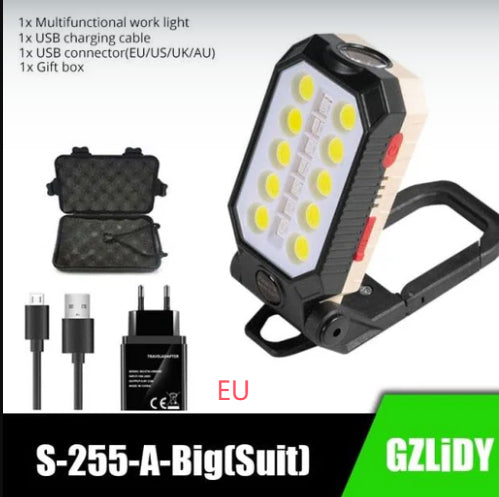 LumoPro Faltbare USB COB Arbeitsleuchte Mit Magnetbasis Und Energiesanzeige Für Camping Und Notfälle - Hobbyfy