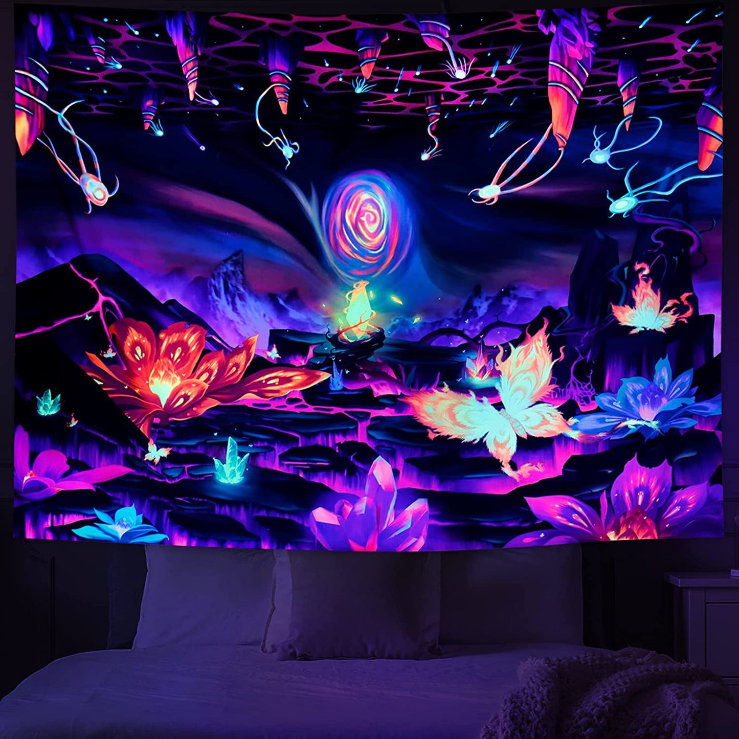 Violettes Licht Wanddeko Tuch Polyesterfaser Premium Raumdekoration - Hobbyfy