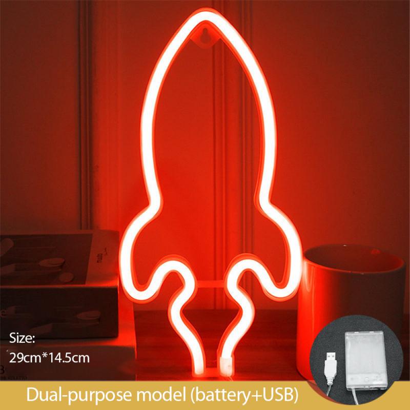 LED Raketen Neonlicht Rotes Netz Dekorationsleuchte - Hobbyfy