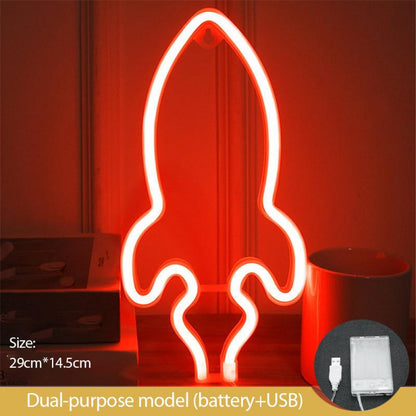LED Raketen Neonlicht Rotes Netz Dekorationsleuchte - Hobbyfy