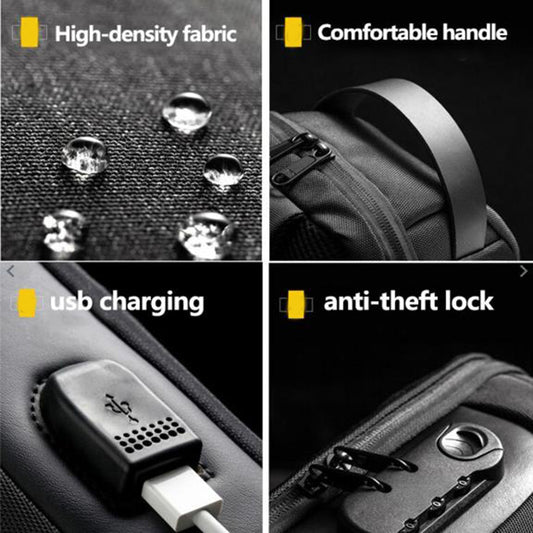 SafeGuard Wasserfest USB-Lade Diebstahl-Schutz Umhängetasche Oxford - Hobbyfy