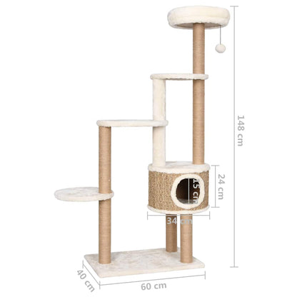 Katzenspielbaum Seagrass 148 cm Mit Luxuskissen Premium - Hobbyfy