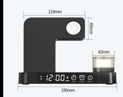 4In1 Lade Station Alarmanzeige RGB Nachtlicht Weiß/Schwarz USB - Hobbyfy