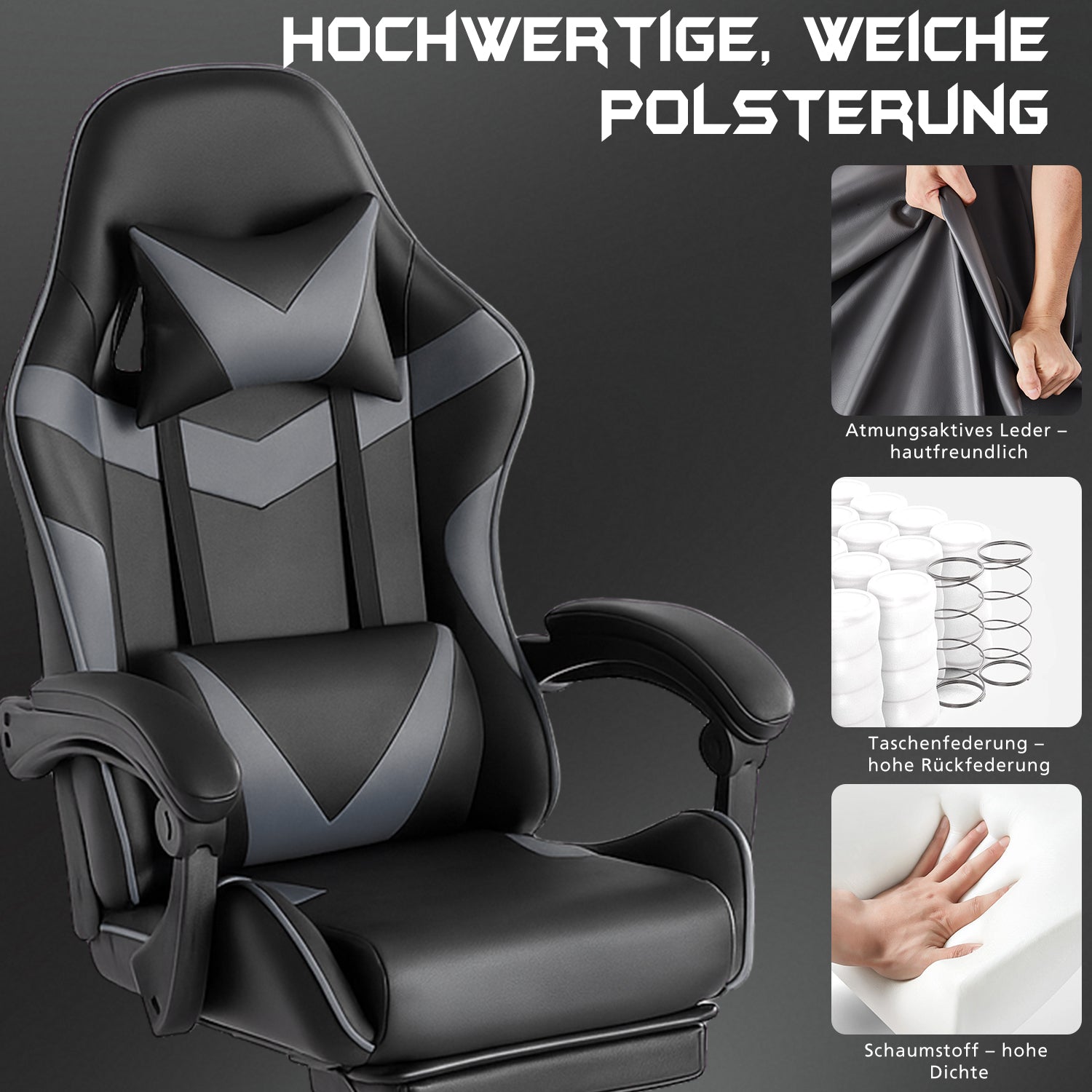 E Sports Stuhl Mit Fußstütze Robuster Metallrahmen Für Halt & Gamingkomfort - Hobbyfy