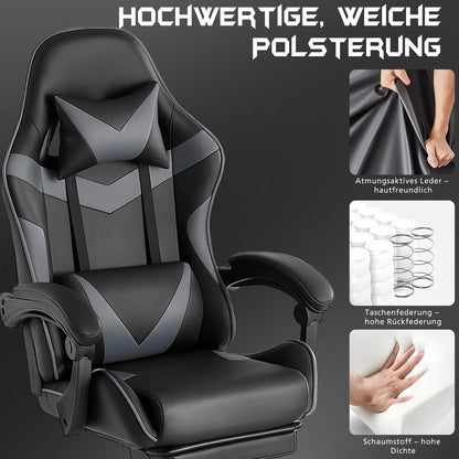 E Sports Stuhl Mit Fußstütze Robuster Metallrahmen Für Halt & Gamingkomfort - Hobbyfy