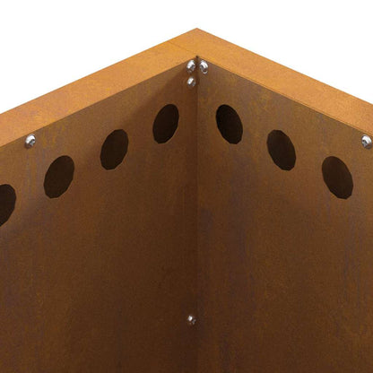 Quadratische Feuerstelle Braun Weathering Steel 48 cm - Hobbyfy