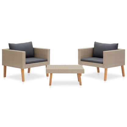 3 Teiliges Garten Lounge Set Aus PE Rattan Mit Dicken Kissen - Hobbyfy