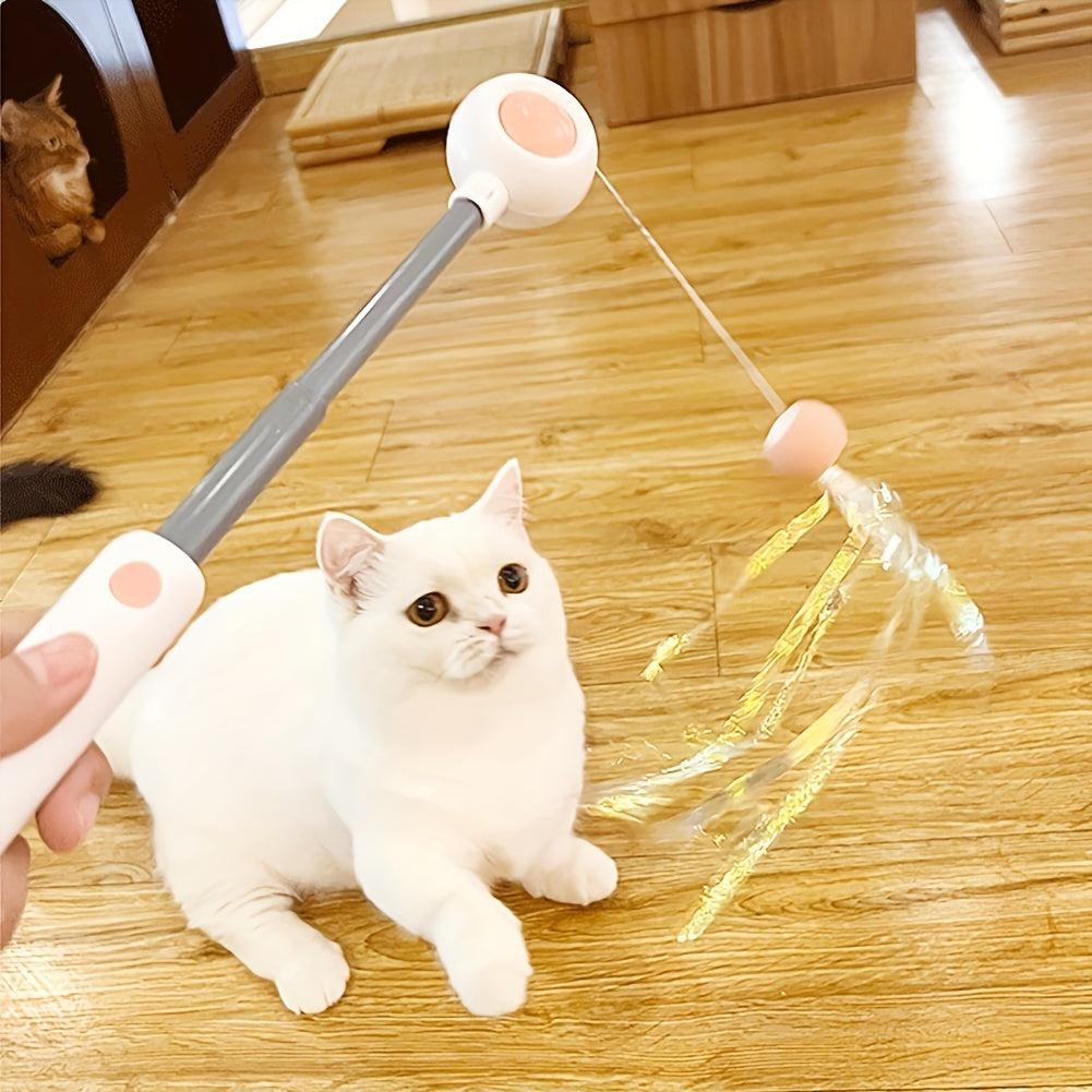 PawGenius Katzen Teaser Stab Mit Austauschkopf Federwedel - Hobbyfy